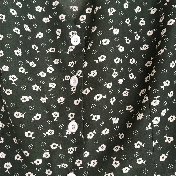 SHEIN Dark Green Floral Midi Dress - Picture 3 of 3